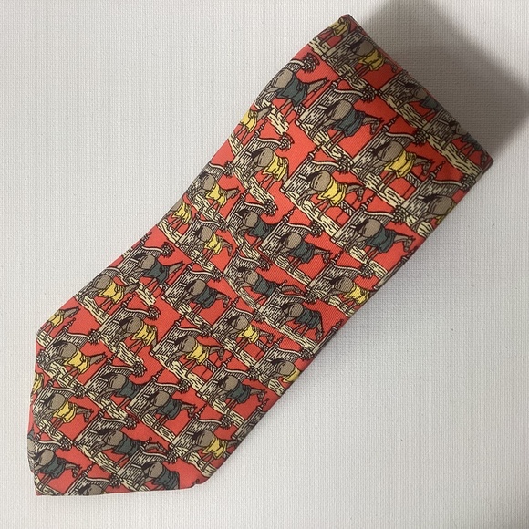 Hermes Men’s Silk Tie Authentic Horses - Picture 1 of 4